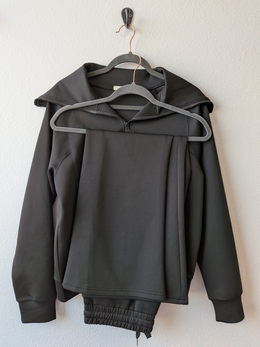Women's Black Quarter Zip Sweater And Matching Pants SET M